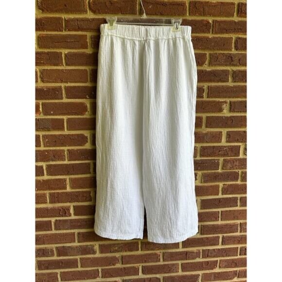 NWOT Bobi Wide Leg Beach Gauze Crepe Cotton Pant in White size Medium - Picture 1 of 7